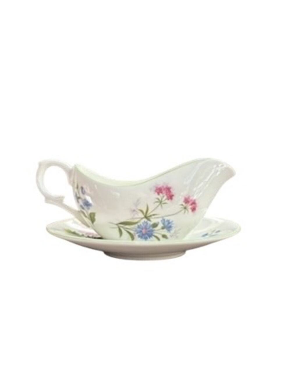 Staffordshire Mini Gravy Boat & Plate Wildflowers Sauce Cottagecore Farmhouse